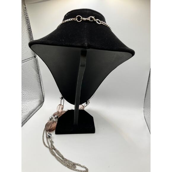 Long Silver-Tone & Lavender Large Beaded 32.25" Necklace! - Picture 7 of 10